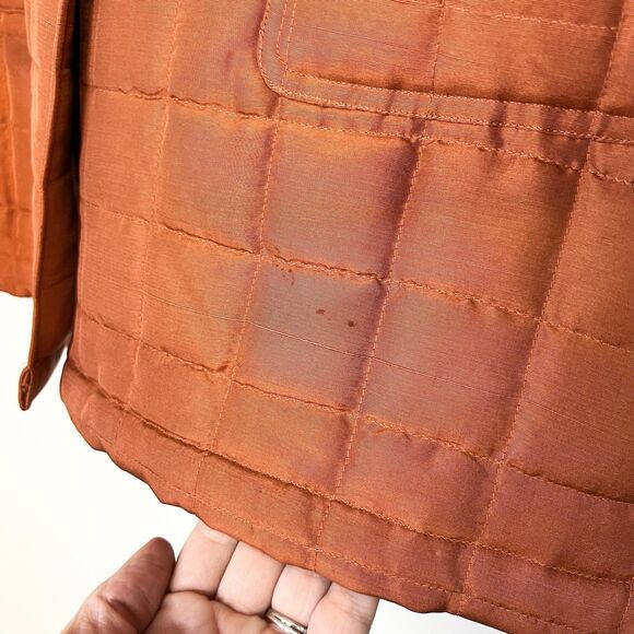 Arleen Bowman Chin Chin Silk Quilted Jacket Rust Orange Purple Women’s M Vintage - Picture 6 of 11